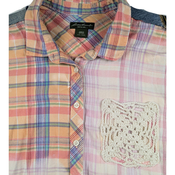 Refreshed - Upcycled Eddie Bauer Plaid Flannel Size XXL - Picture 6 of 9